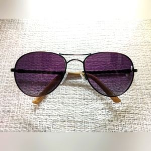 Nine West Aviator Style Sunglasses w/ Purple Polarized Lenses